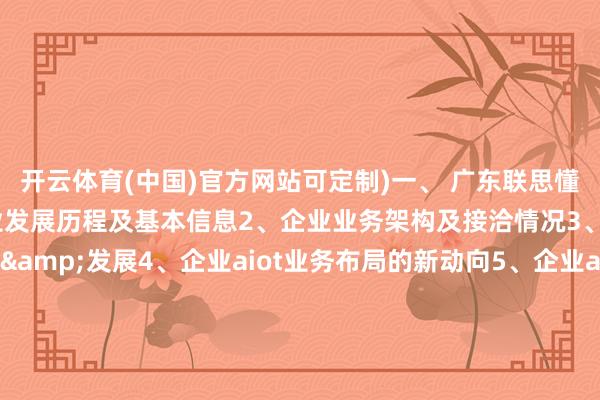 开云体育(中国)官方网站可定制)一、 广东联思懂的通讯有限公司1、企业发展历程及基本信息2、企业业务架构及接洽情况3、企业aiot业务的布局&发展4、企业aiot业务布局的新动向5、企业aiot业务布局的优残障二、 卡奥斯创智物联科技有限公司1、企业发展历程及基本信息2、企业业务架构及接洽情况3、企业aiot业务的布局&发展4、企业aiot业务布局的新动向5、企业aiot业务布局的优残障三、 中亿